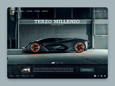 Terzo Millenio app batmobile branding car dashboard design fast illustration lamborghini logo minimalistic modern sexy sleek supercar typography ui ux vector