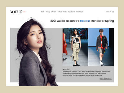 Vogue fashion page redesign app asia asian branding design fashion illustration korea logo model style typography ui ux vector vogue