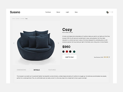 Product page for a furniture store app branding decoration design furniture icon illustration logo minimalistic modern page product product page sexy shop store typography ui ux vector