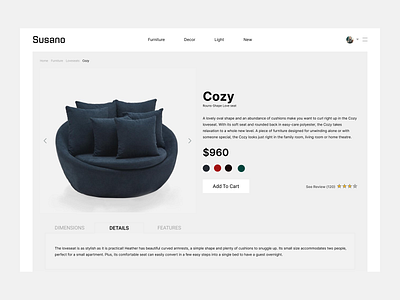 Product page for a furniture store