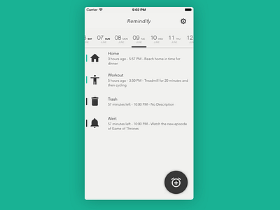 Remindify app black and white calendar flat ios list reminders