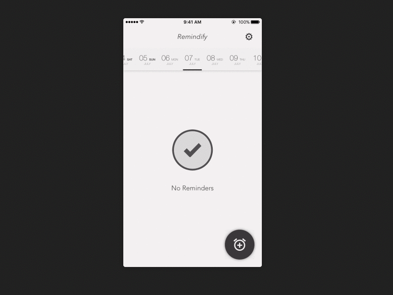 Remindify app black and white calendar ios list reminders