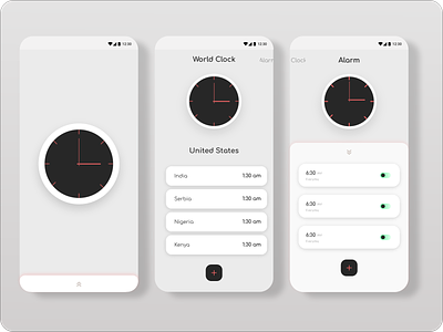 Flat Clock UI app design graphic design