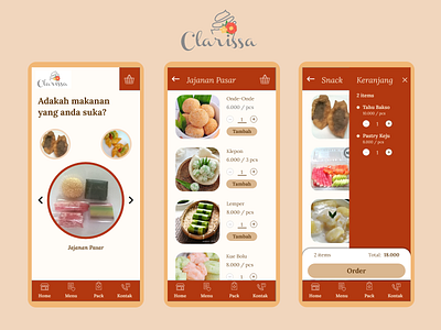 Clarissa Cake bakery food indonesian food mobile app online order ui design ui mobile ux design