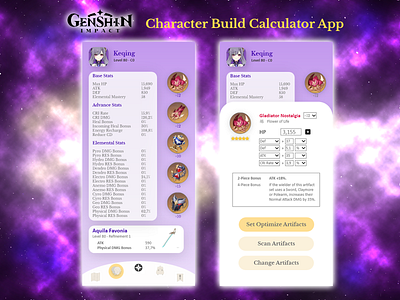 Genshin Impact - Character Build Calculator Keqing calculator games genshin impact mobile ui mobile