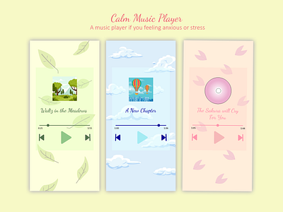 Calm Music Player adobe xd aesthetic calm meditation music player pastel ui mobile ui ux ux design