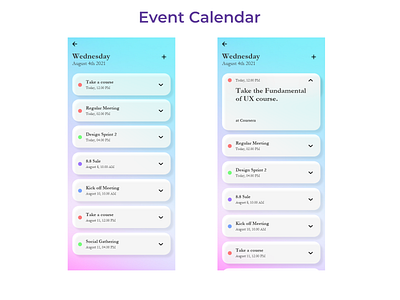 Event Calendar adobe xd creative challenge ui mobile ux design