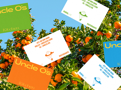 Business Card Designs for Uncle O's Kitchen branding business card design food branding italian restaurant north italy northern italy orange trees restaurant branding uncle os uncle os kitchen visual identity