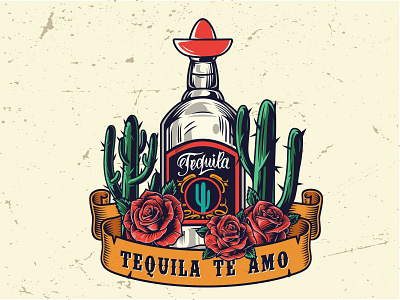 Tequila Te Amo adobe illustrator alcohol colorful day of the dead design mexicano tequila vector vector design