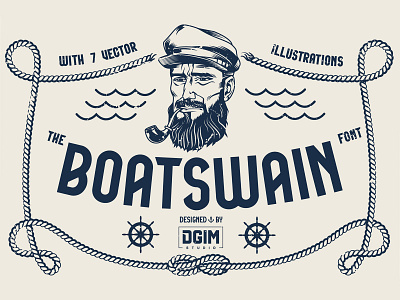 Vintage Boatswain Font adobe illustrator captain dark blue design font font design font family graphic marine monochrome nautical sans serif vector vector illustration vintage