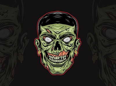 Zombie head illustration adobe illustrator caracter color custom graphic graphicdesign horror ipad pro procreate vector vector illustration zombie