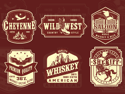 Wild West vector emblems