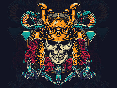 Tattoo Skull vector design adobe illustrator colorful design graphicdesign skull skull art skull logo tattoo tattoo art tattoo studio vector vector illustration vintage