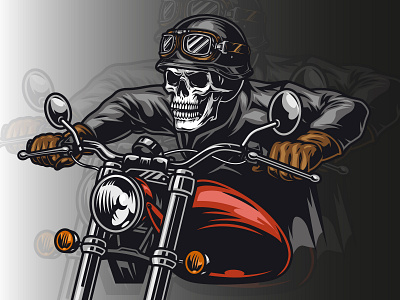 Skeleton on the motorcycle adobe illustrator biker color design gradient graphic graphic design moto motorbike motorcycle skeleton skull speed vector vector illustration vintage