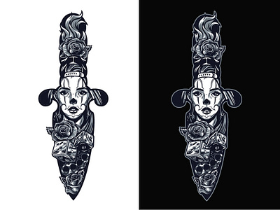 Chicano Girl Dagger Shaped