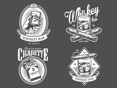 Gentlemen Club Emblems adobe illustrator alcohol animated gif black and white cigar cigarette emblem emblem logo gentlemen hookah logo logodesign men monochrome old school vector vintage whiskey