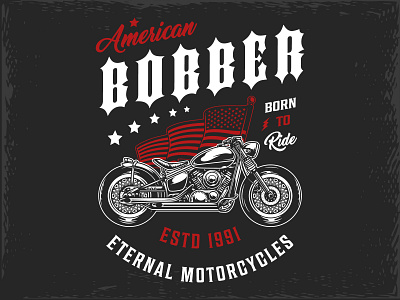 American Bobber Motorcycle adobe illustrator american biker bobber graphic graphic design illustration moto motorbike motorcycle motorcycles usa vector vector illustration vintage vintage badge vintage logo