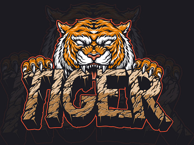 Tiger illustration with Desert Rock Font