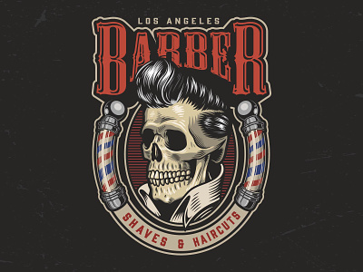 Barbershop Logo Design with a Skull adobe illustrator barber barbershop graphic logo design logo designs presley skull skull logo skulls vector vector illustration vintage