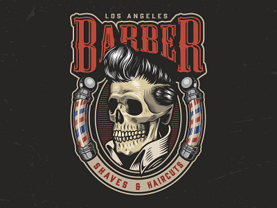Barbershop Logo Design with a Skull