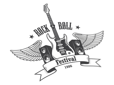 Rock and roll festival emblem emblem festival guitar hardcore logo music punk rock roll speakers vintage