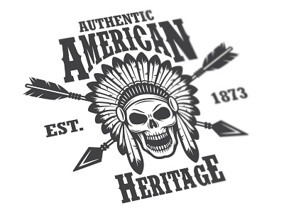 Authentic american heritage emblem american authentic graphic illustration indian logo skull sport vector