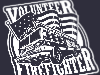 Monochrome firefighter emblem badge brave emblem fire fireman flag graphics kustom label logo tattoo truck