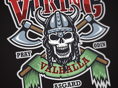 Colored viking emblem design emblem graphic label logo sport viking