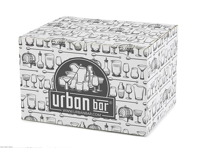 Custom package design for urbanbar.com branding custom design emblem glass logo monochrome package prenium vector