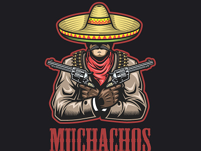 illustration of Mexican bandit bandit branding emblem gun illustration logo mexico sombrero warrior