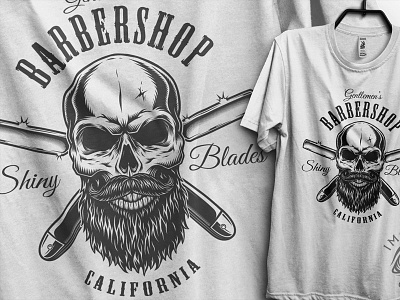 Barber t-shirt barber beard blade logo skull