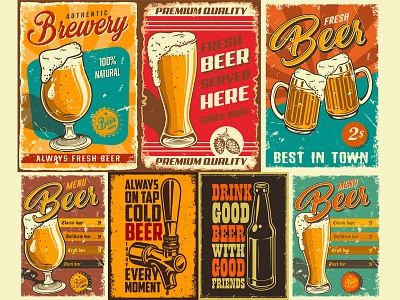 Beer posters beer illustration poster vector vintage