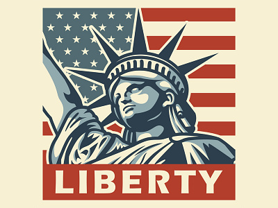 Statue of liberty emblem liberty retro statue vintage