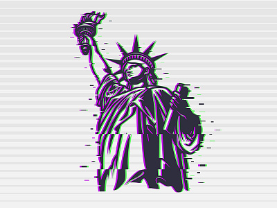 Statue of liberty effect glitch illustration liberty statue vector