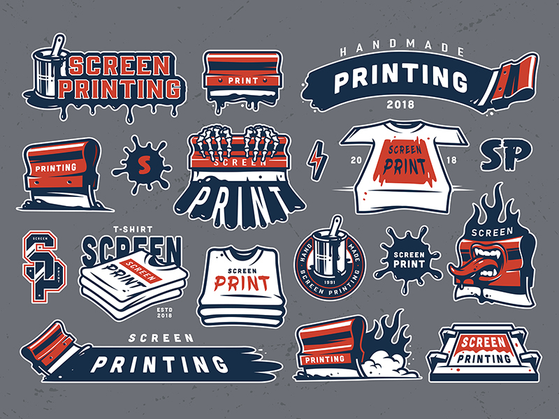 Set of screen printing designs by DGIM studio on Dribbble