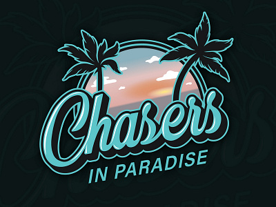 Chasers in paradise custom emblem logo palm paradise sunset