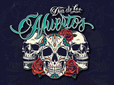 Skulls art color custom illustration muertos rose