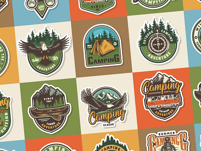 Camping emblems art badges camping color custom emblem emblems illustration label logo logo design logo designer logotype vector vintage