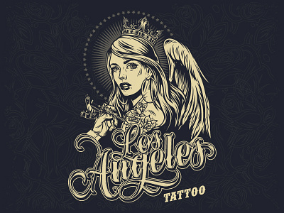 Los Angeles design art custom design emblem girl graphic illustration logo poster tattoo design vector vintage