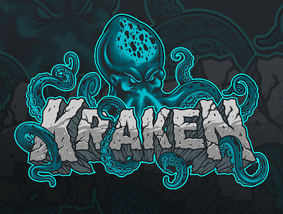 Kraken art characterdesign color custom design emblem graphic illustration kraken label logo vector vintage