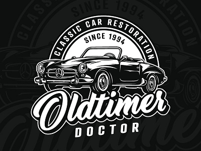 Oldtimer logo american art car custom design emblem graphic illustration logo vector vintage