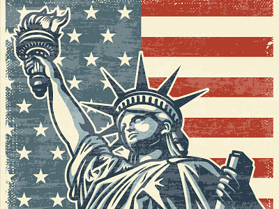Statue of liberty american apparel design art custom design emblem illustration label logo tshirtdesign vector vintage