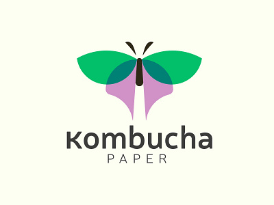 Moth Logo circles colorful geometric kombucha logo moth paper simetrical