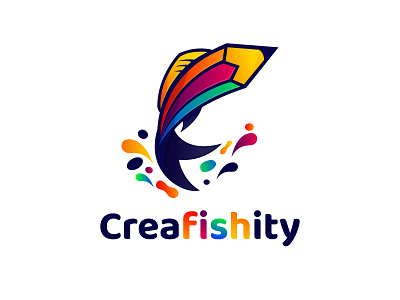 Creafishity creative fullcolor illustration logo vector