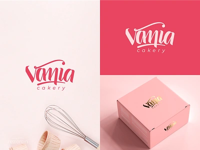 Hand Lettering cakery logo design branding cake shop cakery cherry handlettering logo slice cake whole cake