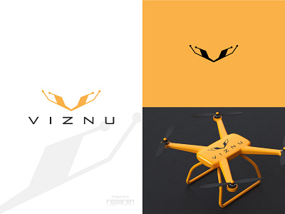 Letter V logo branding drone drone logo letter v logo remote technology v