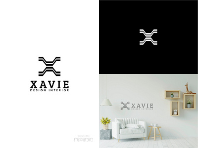 letter X logo architecture branding design interior letter x logo perspective