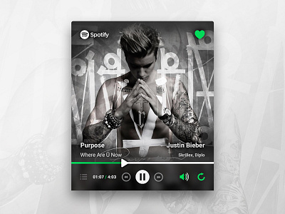 Spotify Widget - Justin Bieber Purpose app audio player music player spotify widget