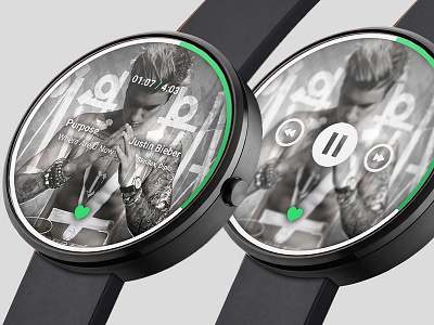 Spotify Wearable Widget - Justin Bieber Purpose app audio player music player smartwatch spotify watch wearable widget