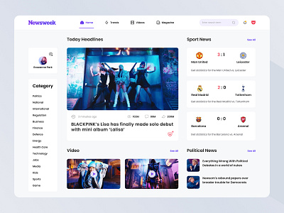 Lisa - News Magazine Site blackpink dailyui dailyui100days dailyuichallenge design graphic design landing page macbook magazine music news news news dashboard sports news tablet ui uxui uxui design website
